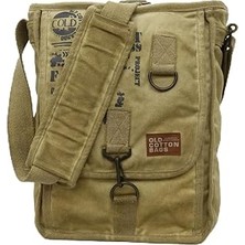 Renas Store Old Cotton Cargo 8184 Salaş Kanvas Omuz Postacı Laptop Okul Seyahat Günlük Vintage Pamuklu Çanta (Açık Camel)