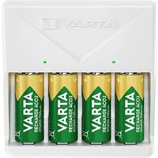 Renas Store Varta Akü Şarj Cihazı, 4 x Aa 2100 Mah Dahil, Şarj Edilebilir Piller Için Pil Şarj Cihazı, Aynı Anda 2 Veya 4 Aa/aaa Şarj Eder, Tak Şarj Cihazı, Beyaz