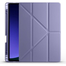 Renas Store Zore Galaxy ile Uyumlu Tab S10 Fe Kılıf Tri Folding Kalem Bölmeli Standlı Kılıf Mor