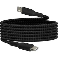 Renas Store Belkin Boostcharge (6.6ft) Braided Usb-C To Usb-C Cable For iPhone 16, iPhone 16 Pro, iPhone 16 Pro Max, iPhone 16 Plus, iPhone 15, Galaxy S24, S23, NOTE10, Pixel 9, Pixel 8, iPad Pro & More - Black