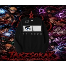 Tarzsokak Deidara Naruto Anime Karakteri Oversize Unisex Bisiklet Yaka Sweatshirt Beyaz
