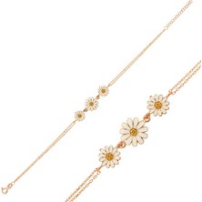 Tienda Elegante ​Gümüş Rose Üçlü Papatya Bileklik