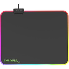 Renas Store Inca IMP-024T Empousa Rgb 7 LED Medıum Mousepad (320X270X3MM),12 Farklı Değişebilen Dokunmatik Işık Efekti,hızlı Kayan Yüzey, Kaymaz Kauçuk Taban