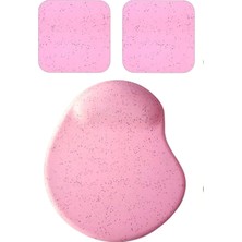 Renas Store Usin Oval Kum Desen Bilek Destekli Mouse Pad + 2 Adet Kupa Fincan Bardak Altlığı Altlık Set (Pembe)