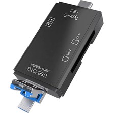 Renas Store iphone 15/16 / 17 Serilerine Uyumlu Sd Kart Hafıza Kart Okuyucu Type-C USB Flash Bellek Okuyucu, Siyah