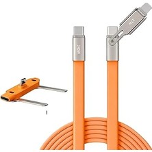 Renas Store 240W 2'si 1 Arada Type-C Hızlı Şarj Kablosu 1.2m Standlı, Pd Destekli, Lightning Uyumlu Çok Fonksiyonlu Şarj ve Data Kablosu