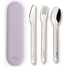 Renas Store Citron Citron Silikon Kılıflı Paslanmaz Çelik 3'lü Çatal Bıçak Kaşık Takımı - Purple 1073834