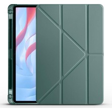 Renas Store Zore Huawei ile Uyumlu Honor ile Uyumlu Pad X8 Pro 11.5' Kılıf Tri Folding Kalem Bölmeli Standlı Kılıf Koyu Yeşil