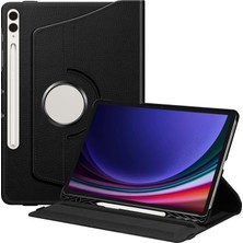 Renas Store Babilden Samsung Galaxy Tab S9 Plus X810 Yatay ve Dikey Standlı 360 Derece Döner Tablet Kılıfı Siyah