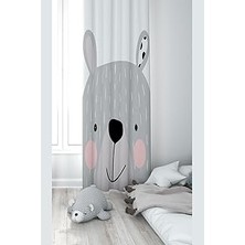 Renas Store Pelangi Beyaz Ayıcık Desenli Dijital Baskı Yıkanabilir Bebek Çocuk Odası Fon Perdesi, Karışık Renkli 70 x 200