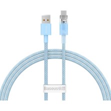Renas Store Baseus Explorer Serisi Hızlı Şarj Kablosu Akıllı Sıcaklık Kontrolü USB To Type-C 100W, 1m, Mavi