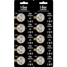 Renas Store I-Gen Batteries CR2450 Lityum Düğme Pil 3V 2450 (10'lu Paket)