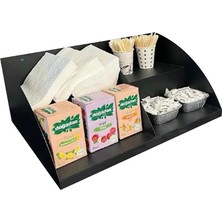 Renas Store Kasaönü, Bar Önü,tezgah Önü Aperatif Standı, Tezgahönü Organizer Raf 50 cm 2 Katlı Model Siyah