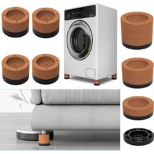 Renas Store Tineke Beyaz Eşya Ayağı Çamaşır Makinesi Mobilya Titreşim Önleyici Kaydırmaz 4 Lü Set Kahverengi (6 Cm)