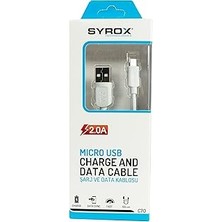 Renas Store Syrox C70 2.0 Mah S6/s7 1.2 mt Mikro Kablo, Beyaz