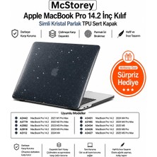 Renas Store Mcstorey MacBook Pro 14.2 Inç Kılıf A2442 A2779 A2918 A2992 A3112 A3401 A3185 A3434 A3426 A3427 Uyumlu Simli Kristal Parlak Şeffaf Hard Case Sert Kapak Siyah
