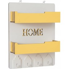 Renas Store Gold Series Mdf Duvar Organizeri, Gold Pleksi Raflı Modern Dekoratif Duvar Rafı - Düzenleyici (23X30 Cm), White