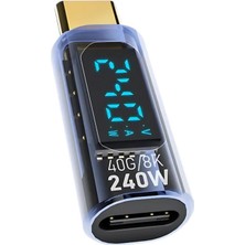 Renas Store Coofbe Dijital Ekranlı 40GPBS 240W Type-C To Type-C Dönüştürücü 8k 60Hz Type-C Hdmi Şarj Data Hdmi Çevirici