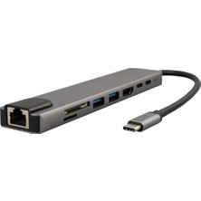 Renas Store Raca, Type-C 8in1 HDMI Çok Fonksiyonlu USB 3.0, Dock Station, Tf-T, Sd, Usb2.0, Hdmı, Usb-C, Pd, RJ45,
