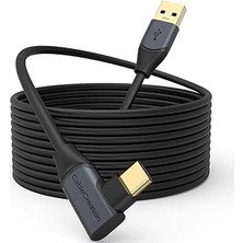 Renas Store 5 Gbps Type-C Vr Data Şarj Kablosu Oculus Quest 2 Için Link Cable 90° Type-C Uç USB 3.2 Kablo 5 Metre 3A CC1064 Profesyonel Bilgisayar Bağlantı Kablosu