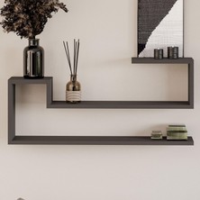 Renas Store Ravi Dekoratif Duvar Rafı, Modern Kitaplık ve Raf Ünitesi, Antrasit