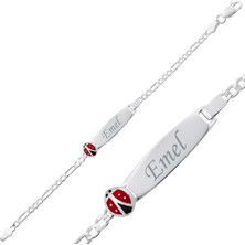 Tienda Elegante Gümüş Uğur Böceği Plaka Çocuk Bileklik