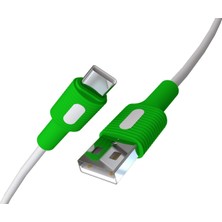 Renas Store Coral USB A-C Hızlı Şarj Kablosu (Beyaz + Beyaz/yeşil Uç) (150 Cm)