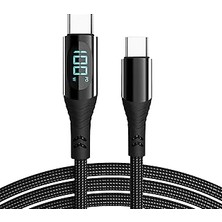 Renas Store Valkyrie 100W 5A Type-C To Type-C Hızlı Data Şarj Kablosu Dijital Ekran 120CM