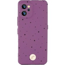 Renas Store S19 Max Pro ile Uyumlu Kamera Korumalı Mor Silikon Kılıf, Yıldız Desenli