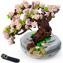 Renas Store Seyaom Bonsai Ağacı Sukulent/sakura Saksı Bitki Yapı Blokları Seti, Hediyeler Için Yapay Çiçek Inşaat Kitleri, Yetişkinler/gençler Için Kendin Yap Buket Yapı Tuğlaları (Sakura)