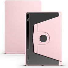Renas Store Constraın - Galaxy Tab S8 Plus SM-X800 ile Uyumlu Kılıf Kalemlikli Dönebilen Standlı Kalem Şarj Bölmeli Kapak - Pembe