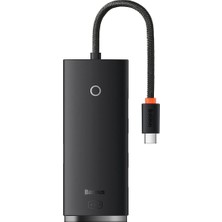 Renas Store Baseus Lite 4in1 Multifonksiyonel Type-C Hub Dock Station Siyah