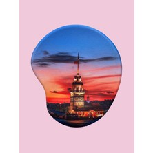 Renas Store Rakkun Shop Türkiye Serisi - Kız Kulesi Gün Batımı Baskılı Bilek Destekli Mouse Pad