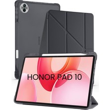 Renas Store Constraın - Honor Pad 10 12.1 Inç ile Uyumlu Standlı Kalem Bölmeli Uyku Modlu Akıllı Tablet Kılıf Kapak - Siyah