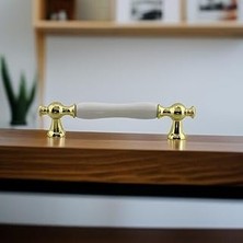 Renas Store Aruh Porselen Gold Altın Kulp 128 mm Mobilya Çekmece Mutfak Dolabı Dolap Kapak Kulplar Kulb Kulpu