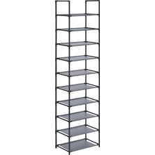 Renas Store Songmıcs Ayakkabı Rafı, Ayakkabı Organizatörü, 10 Raf, Ayakkabı Açık Dar, 28 x 45 x 173 Cm, Metal Çerçeve, Dokumasız Kumaş Raflar, Koridor, Yatak Odası, Gri LSH010G01