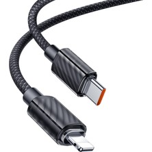 Renas Store Mcdodo CA-3660 Crystal Serisi Type-C To Lightning 36W Pd Hızlı Şarj ve Veri Aktarım Örgü Kablo Siyah 1.2m