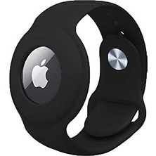 Renas Store Airtag ile Uyumlu Anahtarlık Kordonu Kılıfı Silikon Band Siyah