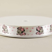 Renas Store Bebek Minnie Mouse Temalı Beyaz Saten Kurdela 1.5 Cm. x 10 Metre