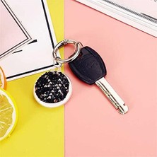 Renas Store Airtag ile Uyumlu Taşlı Parlak Silikon Anahtarlık Kılıfı 03 Siyah