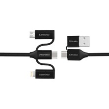 Renas Store Promate Şarj Kablosu 6 Sı 1 Aradaçoklu Uçlu Universal Lightning USB Type-C Micro Usb/promate Pentapower.black