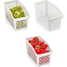 Renas Store Smartizi 3'lü Organizer Seti - Midi Boy (Orta Boy) Beyaz Buzdolabı ve Mutfak Düzenleyici (16 x 29 x 17 Cm)