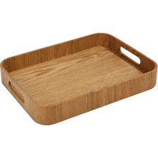 Vivarel Iskandinav Stil Ahşap Kulplu Kahve ve Kahvaltı Tepsisi - Small- 35X28 cm