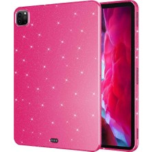 Renas Store Zore iPad Pro 11 2018 Simli Parlak Görünümlü Tablet Koton Kılıf Pembe Koyu