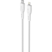Renas Store Knıt 30W Hızlı Şarj Destekli, Type-C To Lightning Şarj ve Data Aktarım Kablosu, 1 Metre, Beyaz