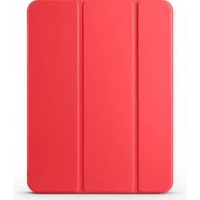 Renas Store Zore Apple ile Uyumlu iPad Pro 11 2024 Zore Smart Cover Kalem Bölmeli Standlı 1-1 Kılıf Kırmızı