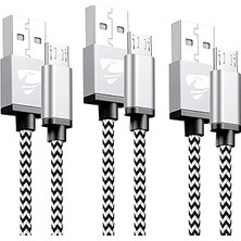 Renas Store Micro-Usb Hızlı Şarj Kablosu, 1 Metre, 2.1A, Kopmaz Naylon Örgülü Veri Kablosu, Samsung, Xiaomi ve Micro-Usb Girişli Tüm Cihazlar ile Uyumlu, 1 Yıl Garantili
