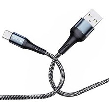 Renas Store Örgülü USB A-C Hızlı Şarj Kablosu, Siyah (100 Cm)
