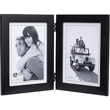 Renas Store Malden Çift Dikey 5x7 Resim Çerçevesi - Geniş Gerçek Ahşap Kalıp, Gerçek Cam - Siyah