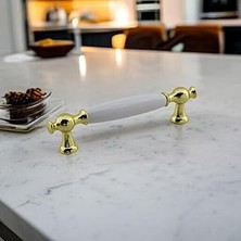 Renas Store Arnas Porselen Gold Altın Kulp 128 mm Mobilya Çekmece Mutfak Dolabı Dolap Kapak Kulplar Kulb Kulpu